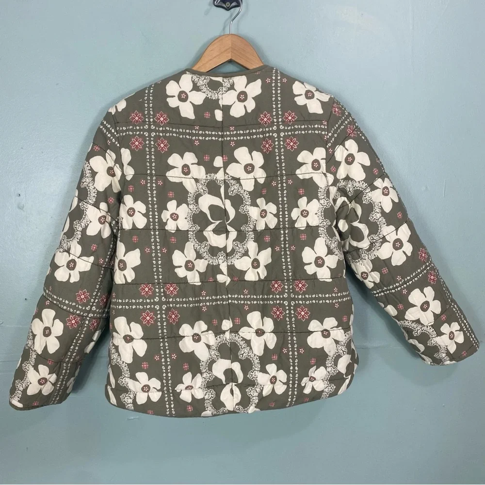 Free People Zazu Reversible Jacket Quilted Floral‎ Green XS FLAWED FLAWED